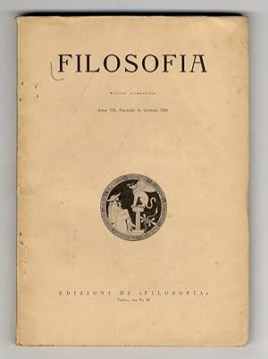 FILOSOFIA. Rivista trimestrale. Anno VII, fascicolo I, gennaio 1956.