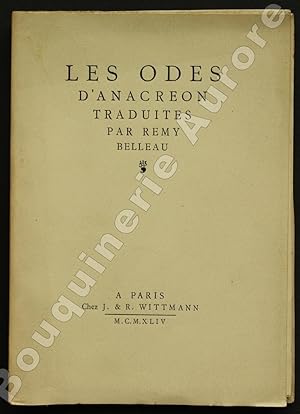 Bild des Verkufers fr Les odes d'Anacron traduites par Rmy Belleau. zum Verkauf von Bouquinerie Aurore (SLAM-ILAB)
