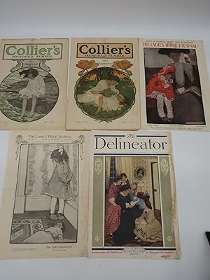 5 JESSIE WILLCOX SMITH COLLIER'S, DELINEATOR & LADIES HOME JOURNAL MAGAZINE COVERS FROM 1904, 190...