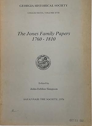Bild des Verkufers fr THE JONES FAMILY PAPERS, 1760-1810 zum Verkauf von Bartleby's Books, ABAA