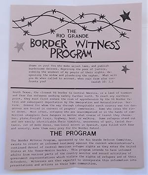 Imagen del vendedor de THE RIO GRANDE BORDER WITNESS PROGRAM: Dedicated to understanding and communicating the conditions facing Central American refugees in South Texas (Brochure) a la venta por Bloomsbury Books