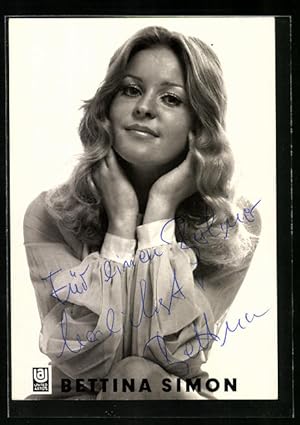 Bild des Verkufers fr Ansichtskarte Musikerin Bettina Simon mit reizendem Lcheln, Autograph zum Verkauf von Bartko-Reher