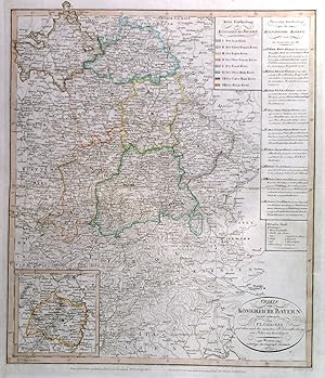 Bild des Verkufers fr CHARTE VOM KNIGREICHE BAYERN . Map of Bayern with inset map of the Rheinpfalz, designed by F. L. Gssefeld and published by zum Verkauf von Garwood & Voigt