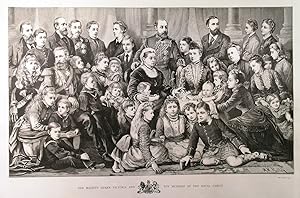 HER MAJESTY QUEEN VICTORIA AND THE MEMBERS OF THE ROYAL FAMILY . Large wood engraving by Mathew W...