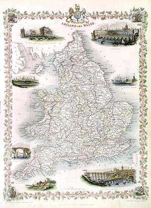 'ENGLAND AND WALES'. Map of England and Wales.