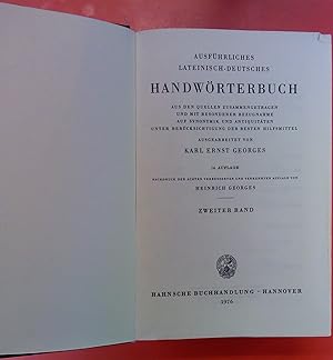 Bild des Verkufers fr Ausfhrliches Lateinisch-Deutsches Handwrterbuch - Zweiter Band: I-Z (14. Auflage) zum Verkauf von biblion2