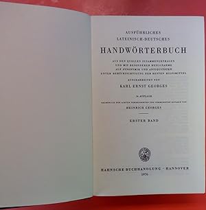 Immagine del venditore per Ausfhrliches Lateinisch-Deutsches Handwrterbuch - Erster Band: A-H (14. Auflage) venduto da biblion2