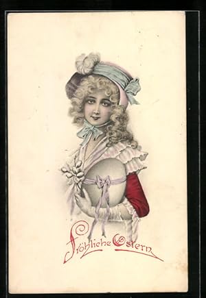 Bild des Verkufers fr Ansichtskarte Frulein mit Osterei zum Verkauf von Bartko-Reher
