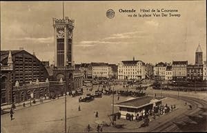 Ansichtskarte / Postkarte Oostende Ostende Westflandern, Hotel de la Couronne vu de la place van ...