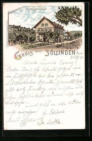 Lithographie Söllingen, Gasthaus zum Feldschlösschen