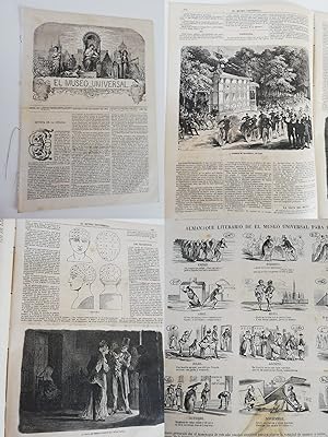 EL MUSEO UNIVERSAL Nº50 ,13 diciembre 1868 AÑO XII. Grabados: Carreras de velocípedos en París, f...