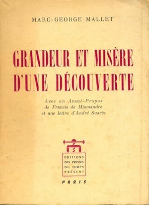 Bild des Verkufers fr Grandeur et mis?re d'une d?couverte - Marc-George Mallet zum Verkauf von Book Hmisphres