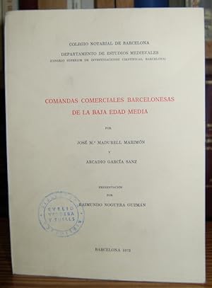 Imagen del vendedor de COMANDAS COMERCIALES BARCELONESAS DE LA BAJA EDAD MEDIA a la venta por Fbula Libros (Librera Jimnez-Bravo)