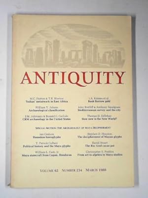 Seller image for Antiquity, volume 62, no.234, March 1988 for sale by Cotswold Internet Books