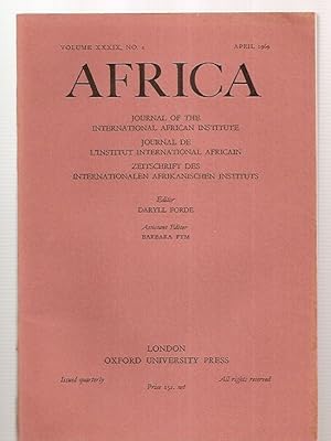 Image du vendeur pour Africa: Journal of the International African Institute Volume XXXIX, No. 2 April 1969 mis en vente par biblioboy