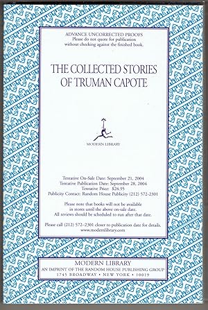 Seller image for The Collected Stories of Truman Capote (Uncorrected proof) for sale by Eureka Books