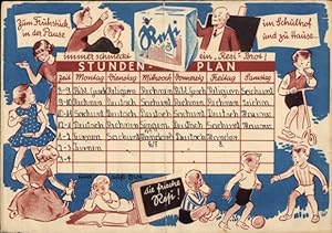 Stundenplan Resi-Brot, Zum Frühstück, in der Pause, im Schulhof und zu Hause, Kalender 1950/51