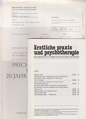 [Konvolut] 13 Sonderdrucke zur Psychosomatik in der Dermatologie. Mit Anschreiben der Autorin an ...