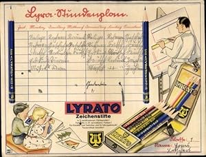 Stundenplan Lyrato Zeichenstifte, Schulerzeugnisse mit Qualität, Stifte um 1930