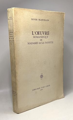 Seller image for L'oeuvre romanesque de Madame de la Fayette for sale by crealivres