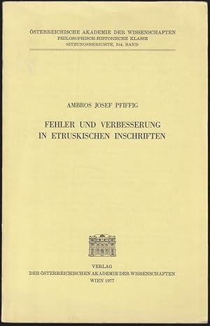 Bild des Verkufers fr Fehler und Verbesserung in etruskischen Inschriften. zum Verkauf von Antiquariat Dennis R. Plummer