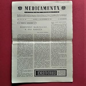 Imagen del vendedor de Medicamenta. N 297. Suplemento Informativo. (Responso Barojiano a Po Baroja.) / Tono (Antonio Lara de Gaviln). a la venta por Carmichael Alonso Libros