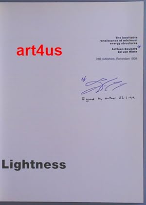 Bild des Verkufers fr Lightness: The Inevitable Renaissance of Minimum Energy Structures (Signed by Adriaan Beukers) zum Verkauf von art4us - Antiquariat