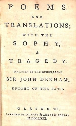 Bild des Verkufers fr Poems and Translations with the Sophy a Tragedy zum Verkauf von WeBuyBooks