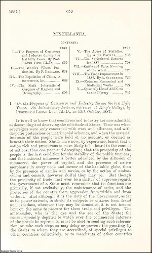 Immagine del venditore per On the Progress of Commerce & Industry during the last Fifty Years. An uncommon original article from the Journal of the Royal Statistical Society of London, 1887. venduto da Cosmo Books