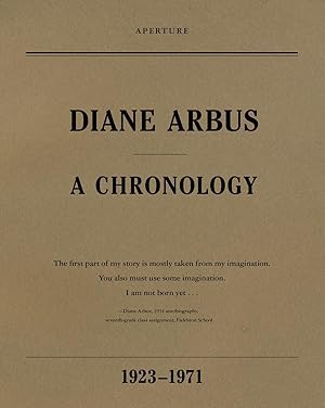 Bild des Verkufers fr Diane Arbus: A Chronology zum Verkauf von moluna
