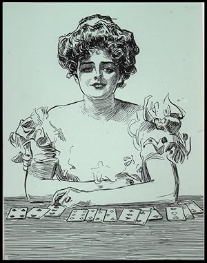Bild des Verkufers fr gambling postcard: Unlucky at Cards, Lucky at Love zum Verkauf von Mobyville