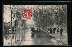 Ansichtskarte St-Maurice, Inondations 1910, Grande Rue prise de la route des Corbeaux