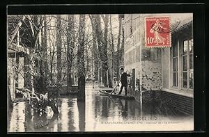 Ansichtskarte La Varenne-Chenevière, Inondations 1910, Intérieur de l`Ile d`Amour