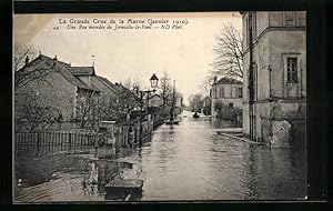 Ansichtskarte Joinville-le-Pont, Inondations 1910, Une Rue inondée