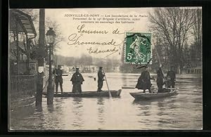 Ansichtskarte Joinville-le-Pont, Inondations 1910, Personnel de la 19e Brigade d`artillerie