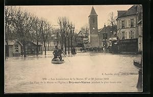Ansichtskarte Bry-sur-Marne, Inondations 1910, La Place de la Mairie