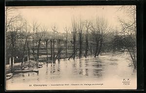 Ansichtskarte Champigny, Inondations 1910, Chemin du Halage submergé