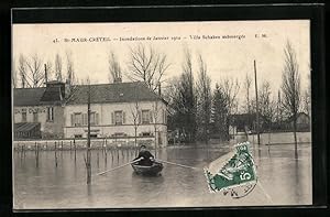 Ansichtskarte St-Maur-Créteil, Inondations 1910, Villa Schaken