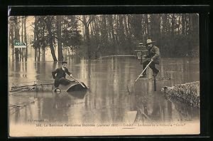 Ansichtskarte Créteil, Inondations 1910, Au-dessus de la voiture la Cutte