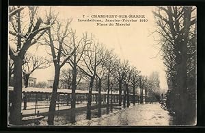 Ansichtskarte Champigny-sur-Marne, Inondations 1910, Place du Marché
