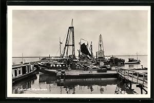 Ansichtskarte Lelystad, Frachtschiffe am Hafen