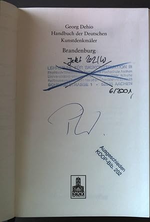 Bild des Verkufers fr Handbuch der deutschen Kunstdenkmler: Brandenburg. zum Verkauf von books4less (Versandantiquariat Petra Gros GmbH & Co. KG)