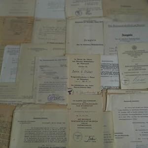 52 Dokumente, wie Urkunden, Bescheinigungen, Lebensläufe, beglaubigte Abschriften aus 1914 - 1955
