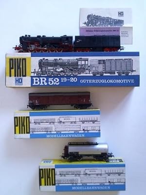 BR 52 19-20 Güterlokomotive / Modellbahnwagen 5/6420-010 / Mosellbahnwagen 5/6424-019 (H0 1:87 / ...