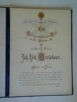 Ehrenurkunde für das Mitglied und Ordensbruder Joh. Hrh. Griessbauer vom 24ten März 1891