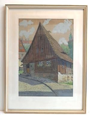 Image du vendeur pour Hexenhusel in Bautzen (Sachsen) - Handcolorierte Federzeichnung auf Papier mis en vente par Celler Versandantiquariat