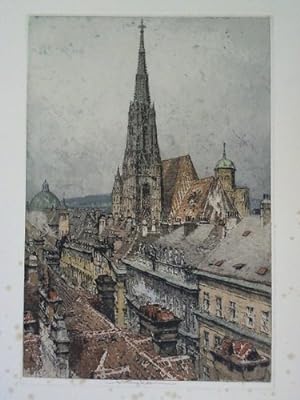 Bild des Verkufers fr Domkirche St. Stephan zu Wien (Stephansdom) - Original-Farbradierung zum Verkauf von Celler Versandantiquariat
