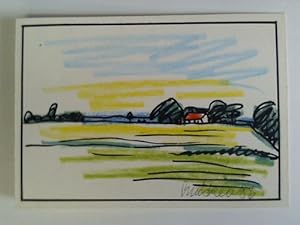 Image du vendeur pour Drfliche Landschaftsansicht - farbige Original-Zeichnung mis en vente par Celler Versandantiquariat