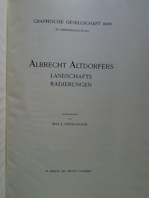 Imagen del vendedor de Albrecht Altdorfers Landschaftsradierungen a la venta por Celler Versandantiquariat