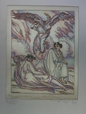 Immagine del venditore per Dantes Traum (9 Gesang) - Handcolorierte Original-Radierung auf Seide venduto da Celler Versandantiquariat